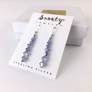Sterling Silver Tanzanite Swarovski Crystal Dangle Earrings